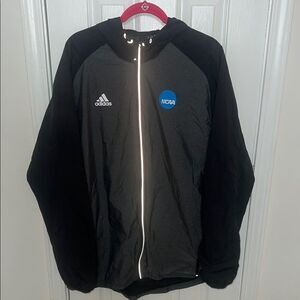 Adidas Black and Gray Windbreaker with Athletic Design